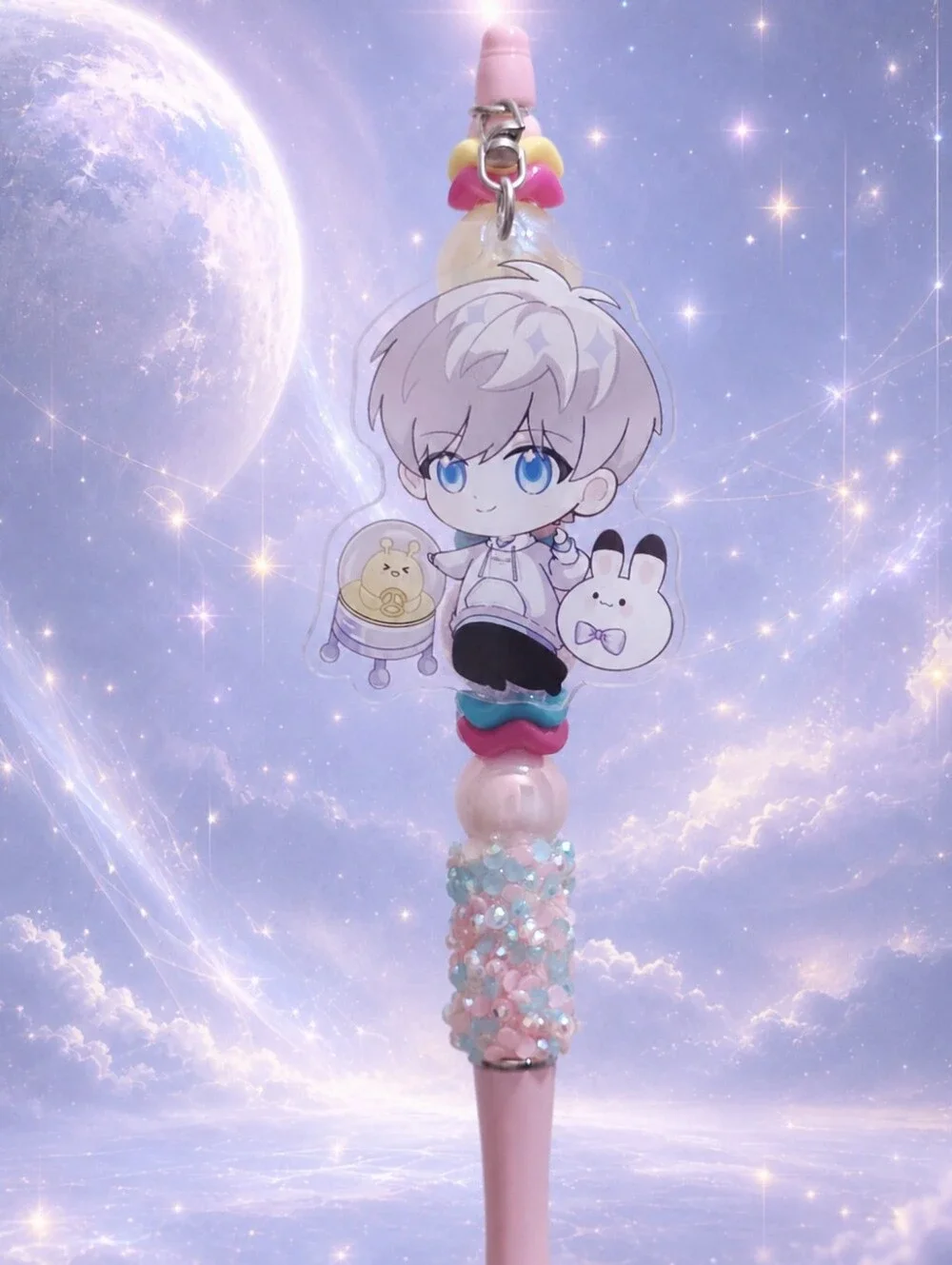 Love and Deepspace Xavier Handmade Beaded Pen & Acrylic Charm